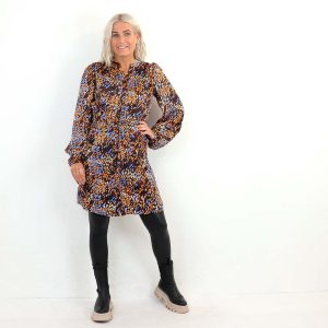 DOTLA LS VNECK SHORT DRESS